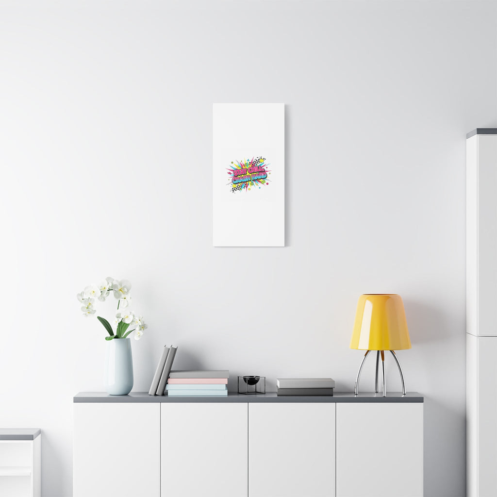 Stay Chill Crash Hard Canvas, neon graffiti crash out art | meltdown sticker style