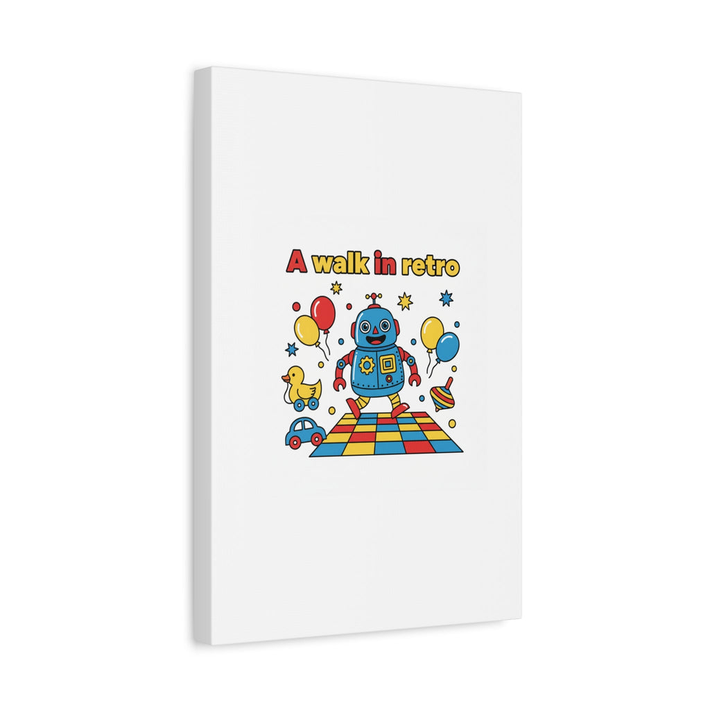 Retro Toy Robot Canvas | Throwback Kid, Primary Color Nostalgia