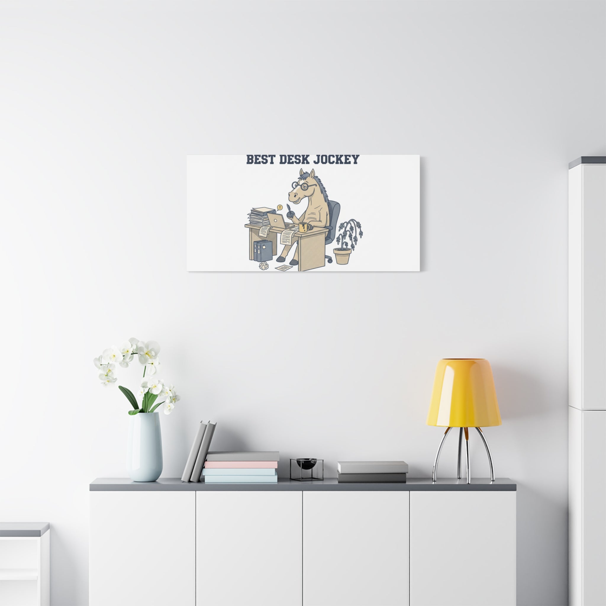 Best Desk Jockey Canvas, Workhorse Office Art | Corporate Burnout Parody
