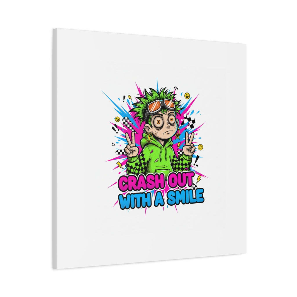 Crash Out With a Smile Canvas Print | Neon Skate Graffiti, Meme Meltdown Art