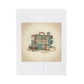 Vintage Postcard Travel Stamps Velveteen Plush Blanket | wanderlust design, passport stamp