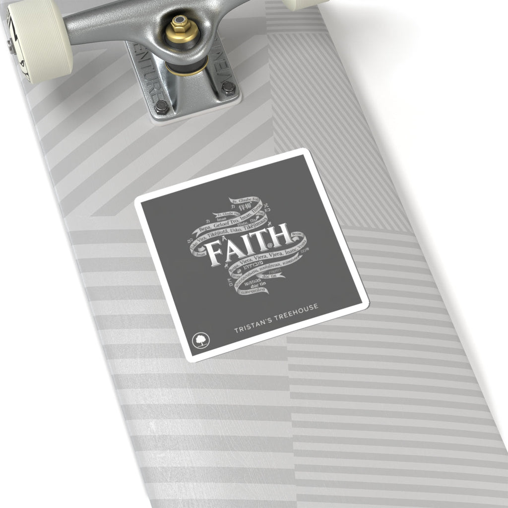 Handwritten 'Faith' Doodle Sticker | Sketch Aesthetic, Monochrome