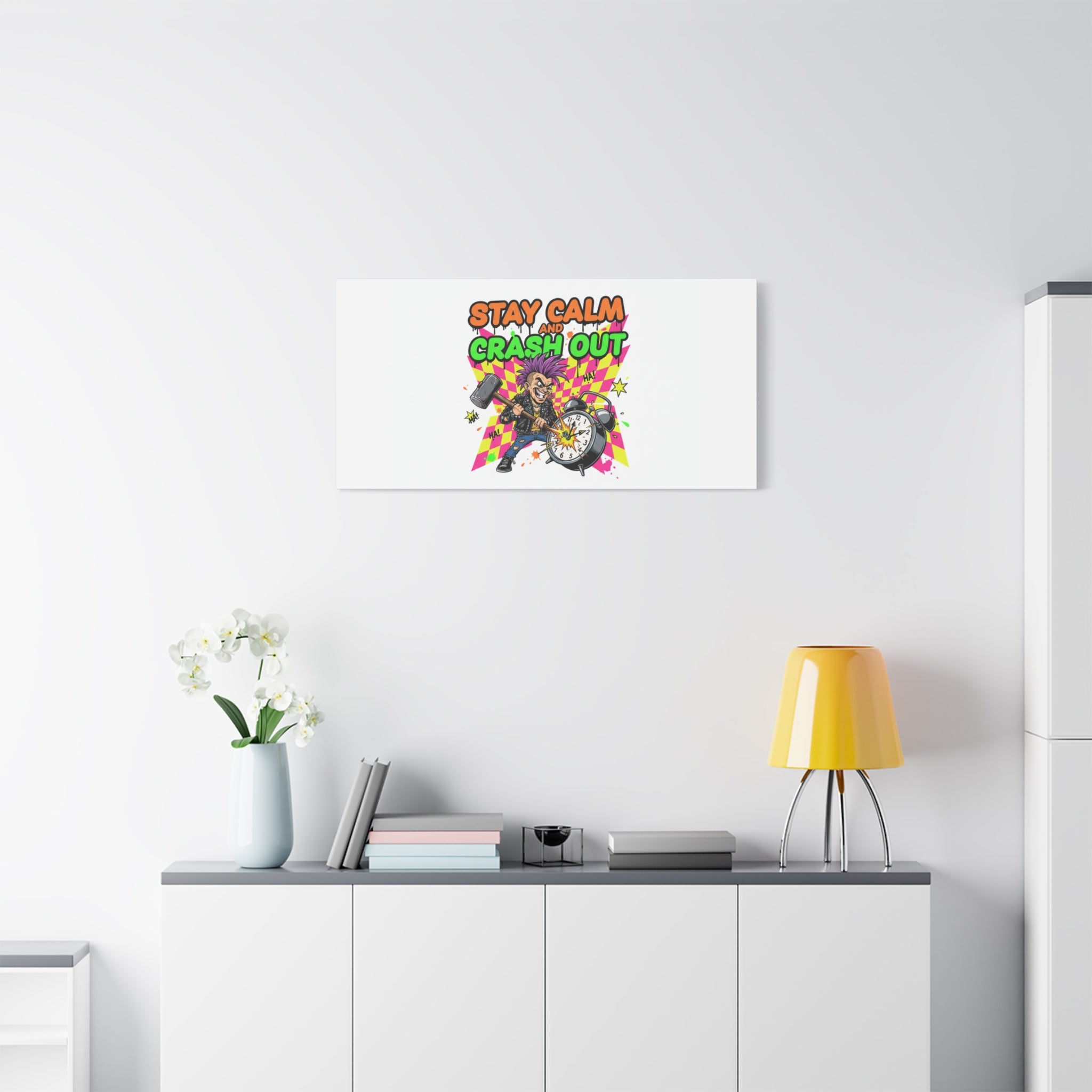 Stay Calm and Crash Out Canvas | neon skate graffiti, meltdown art