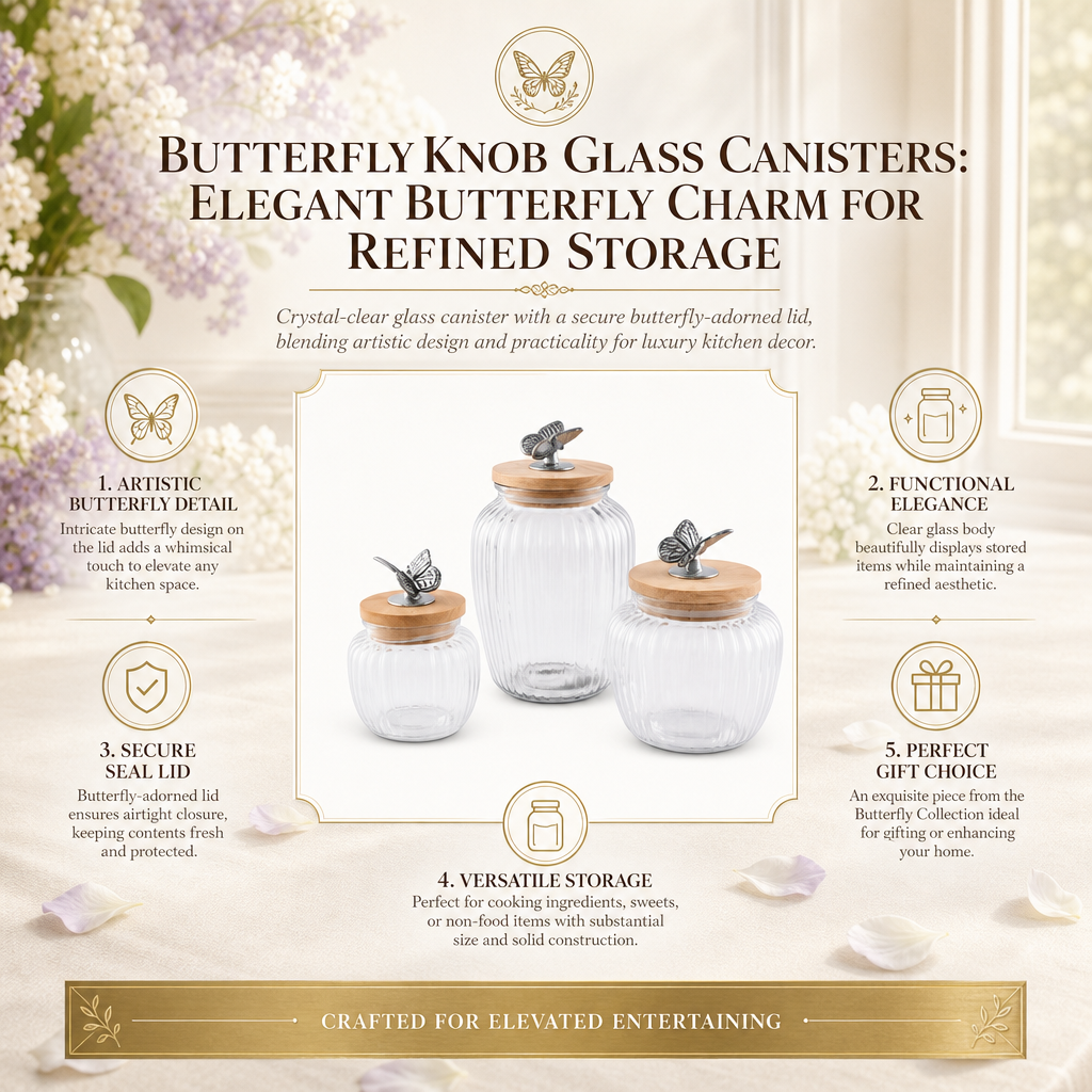 Butterfly Knob Glass Canisters