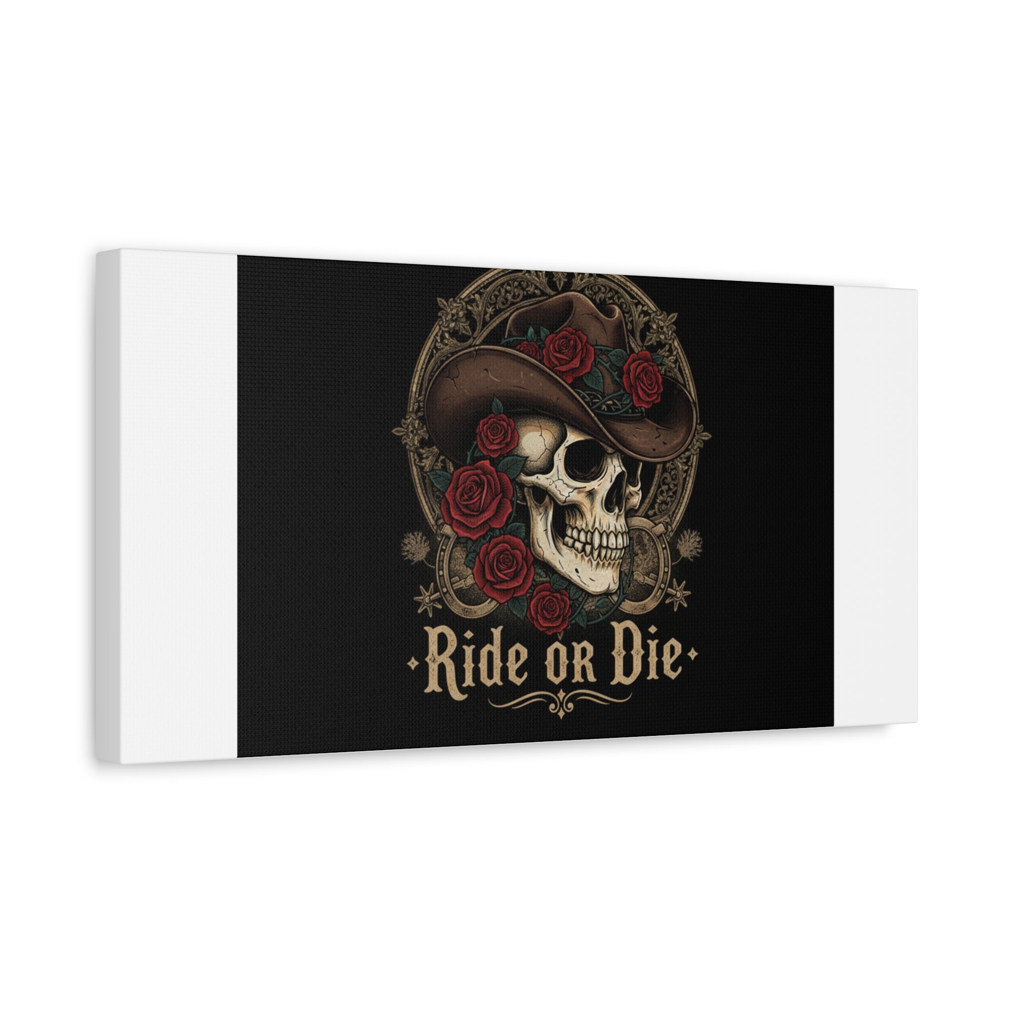 Ride or Die Skull Canvas | Western Skull Art, Gothic Americana