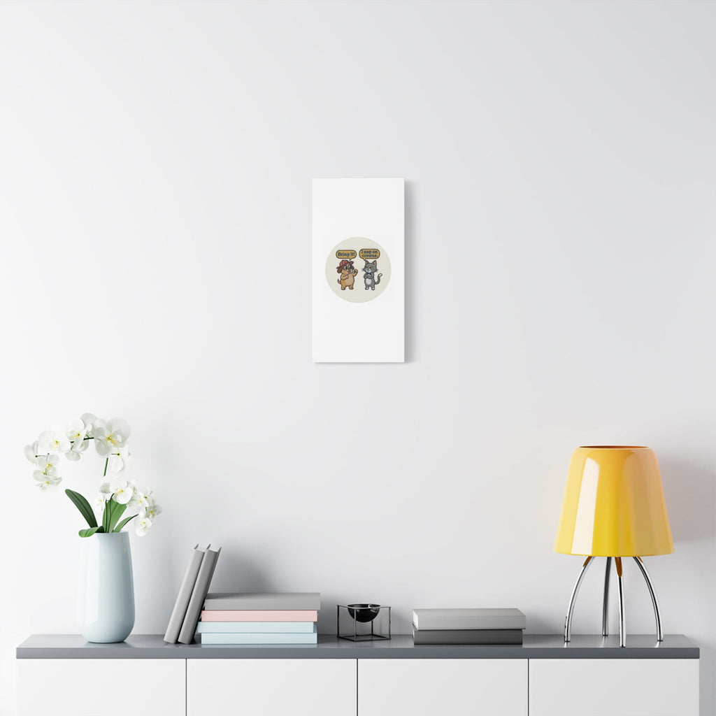 Funny Cat vs Dog Canvas | Pet Rivalry Wall Art