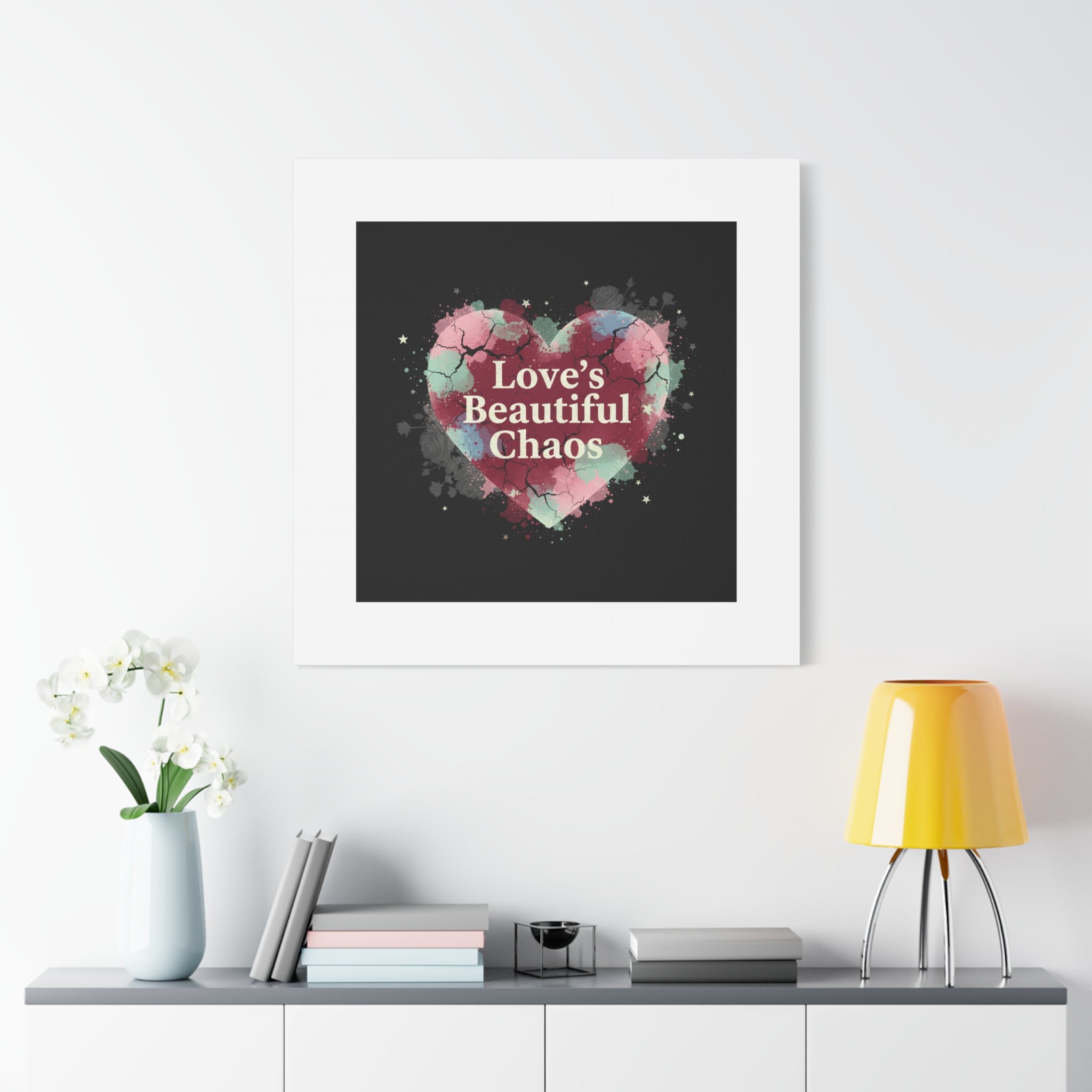 Love's Beautiful Chaos Canvas Print | Soft Grunge Hearts, Distressed Heart Art