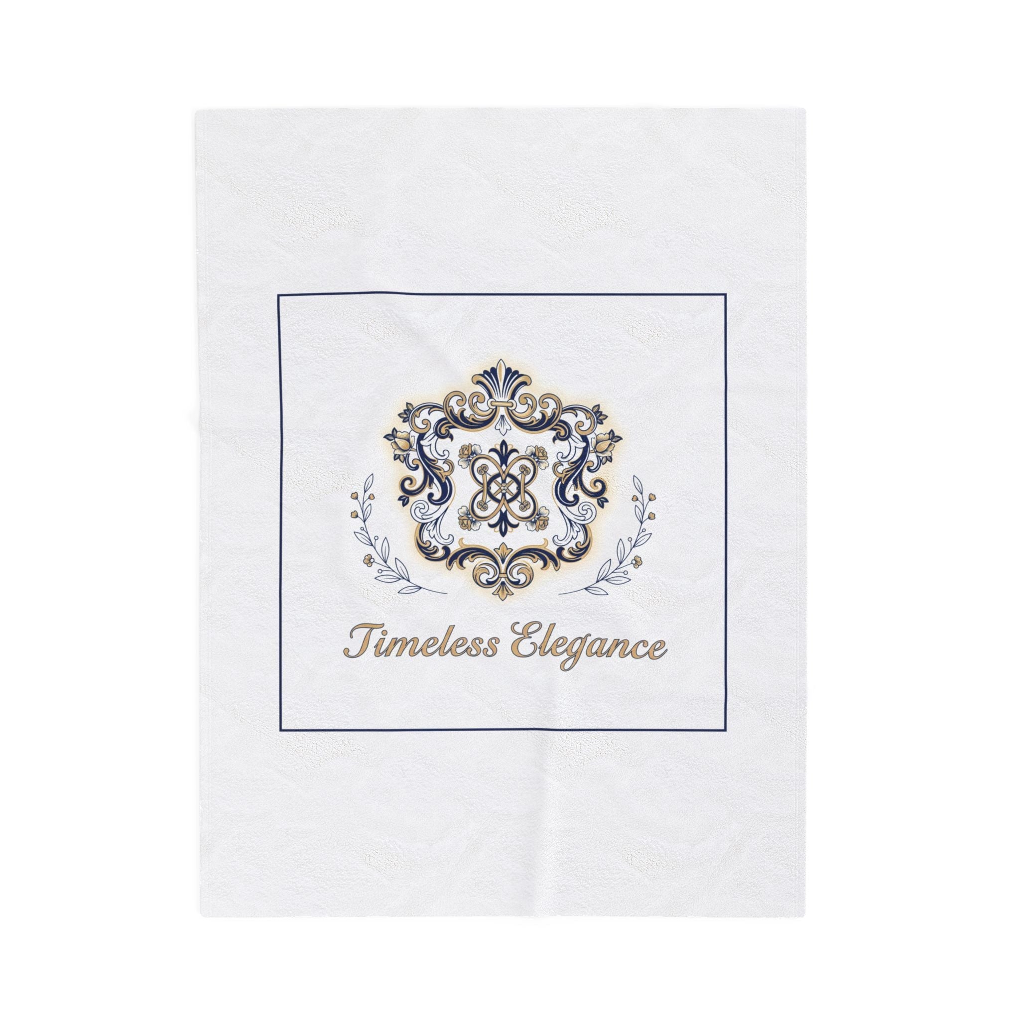 Ornate Brooch Emblem Velveteen Blanket | Baroque Pin Motif, Timeless Elegance