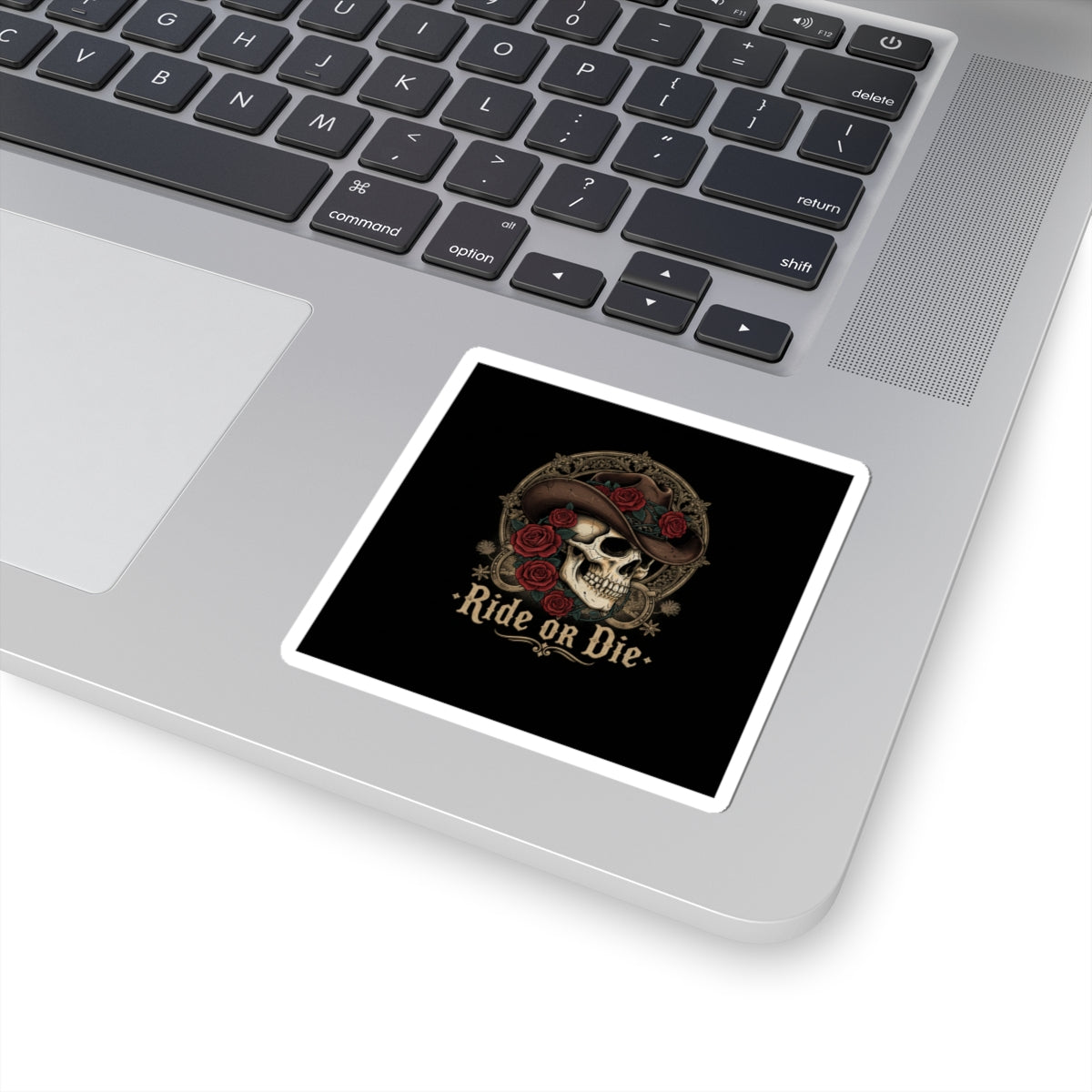 Western skull art Kiss-Cut Sticker | gothic Americana, desert noir