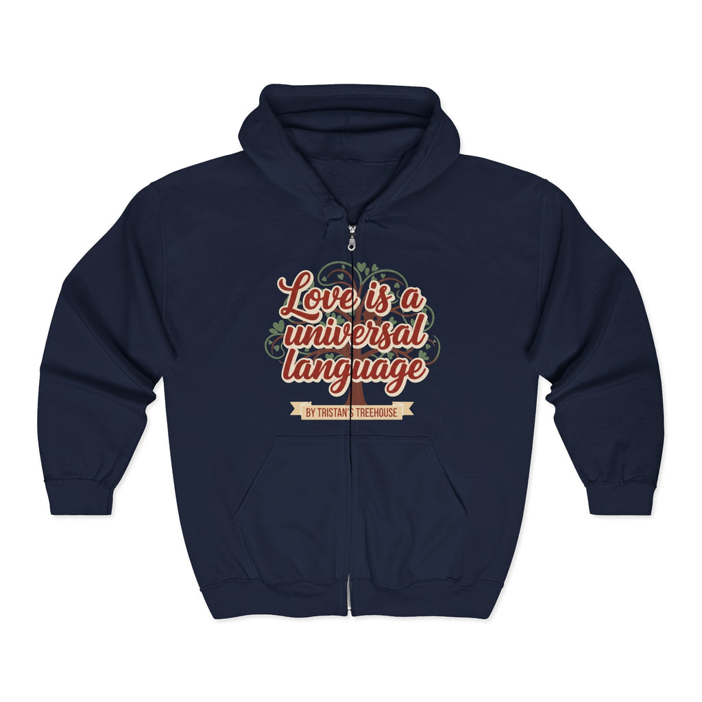 Love Vibes Zip Hoodie —Tristan’s Treehouse  Rustic Lakeside Circle Illustration