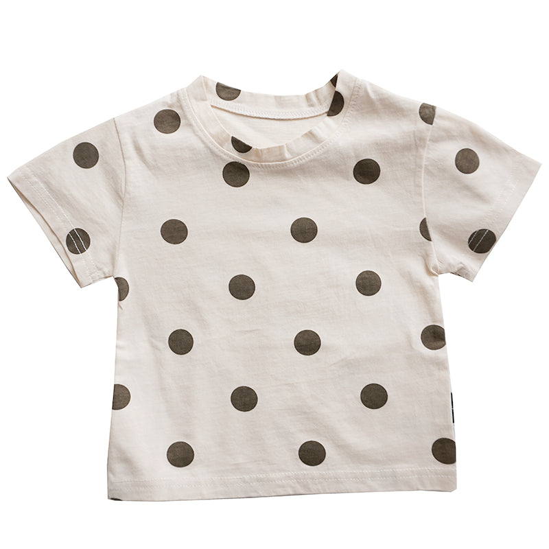 Baby Cotton Dot T-Shirt Short Sleeve Boys And Girls Loose T-Shirt Children''s Foreign Style Summer Clothes Baby Dot Top