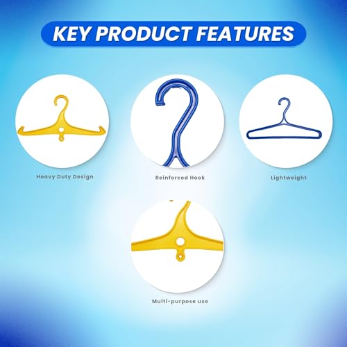 Scuba Choice Wetsuit & Drysuit Hanger Bundle – Wide-Shoulder Hanger (Blue) + Anti-Slip DIN Thread Hanger (Yellow) for BCD, Wetsuits & Scuba Gear Storage, Drying & Organization