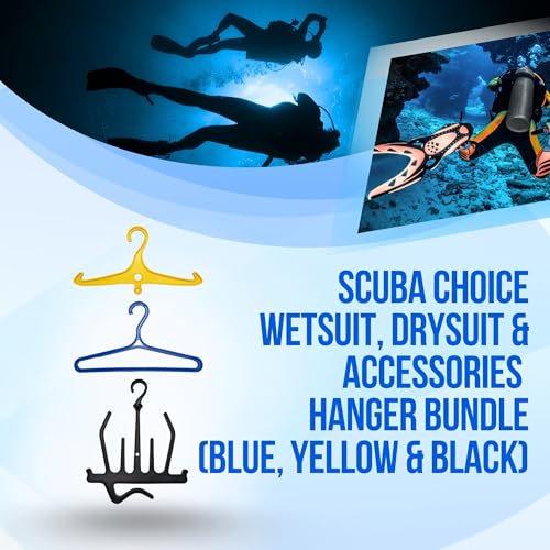 Scuba Choice Wetsuit Hanger Bundle – Heavy-Duty Wide-Shoulder Drysuit Hanger, Anti-Slip DIN Thread BCD Hanger & Accessory Organizer for Fins Boots Gloves, Scuba Gear Drying Storage