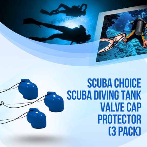 Scuba Choice Diving Tank Valve Cap Protector 3-Pack, Durable & Impact-Resistant, Fits Standard Sizes, Protects Valves from Dirt & Damage, Compact & Lightweight (Blue)