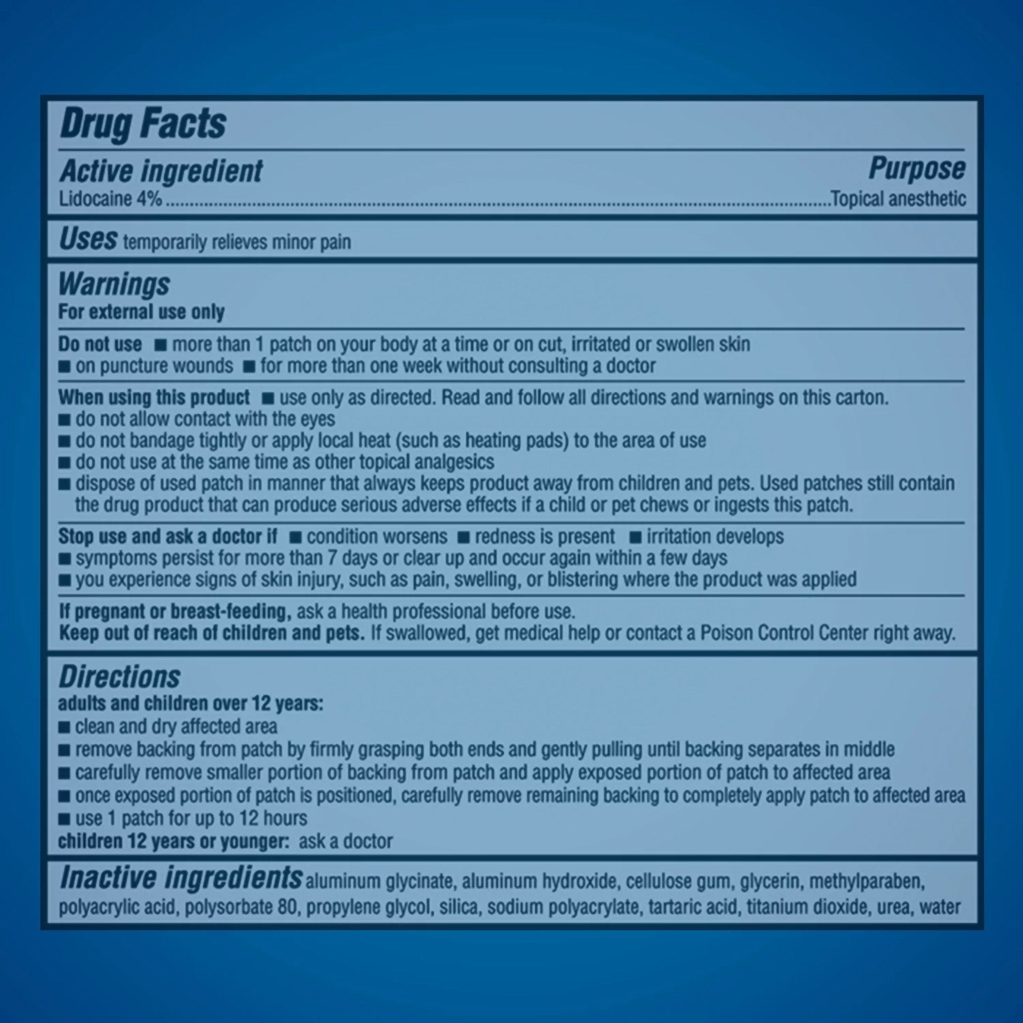 Aspercreme Lidocaine Pain Relief Patches XL 04116705842