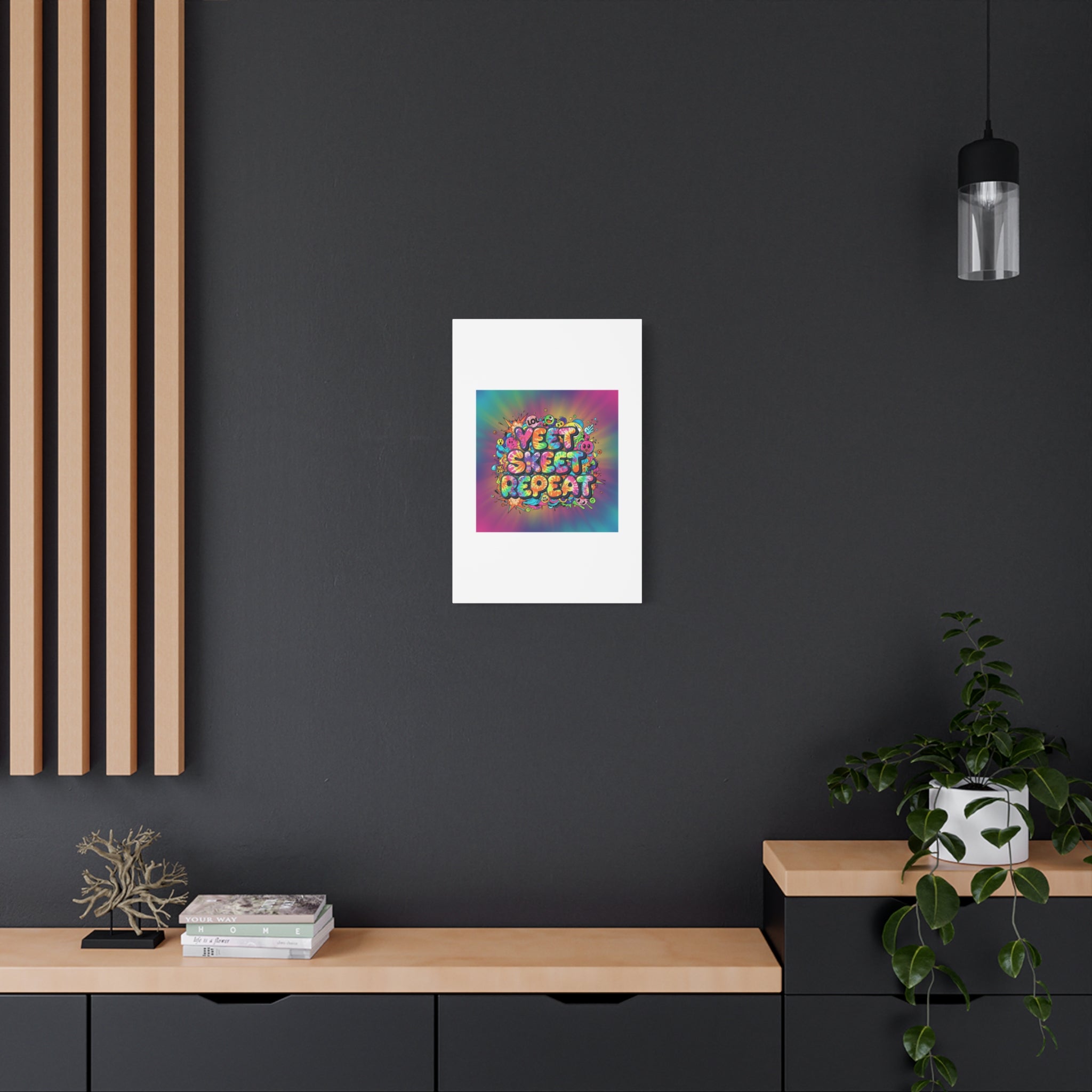 Yeet Skeet Repeat Canvas | Slogan & Glitch Graphic, Meme Phrase Wall Art