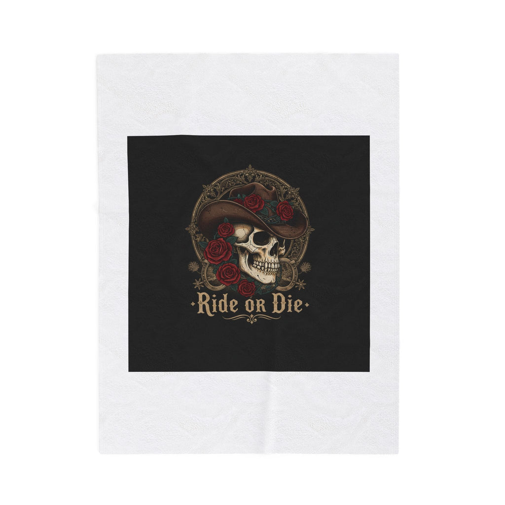 Ride or Die Skull Blanket | Western-Gothic, cowboy skull art, gothic Americana