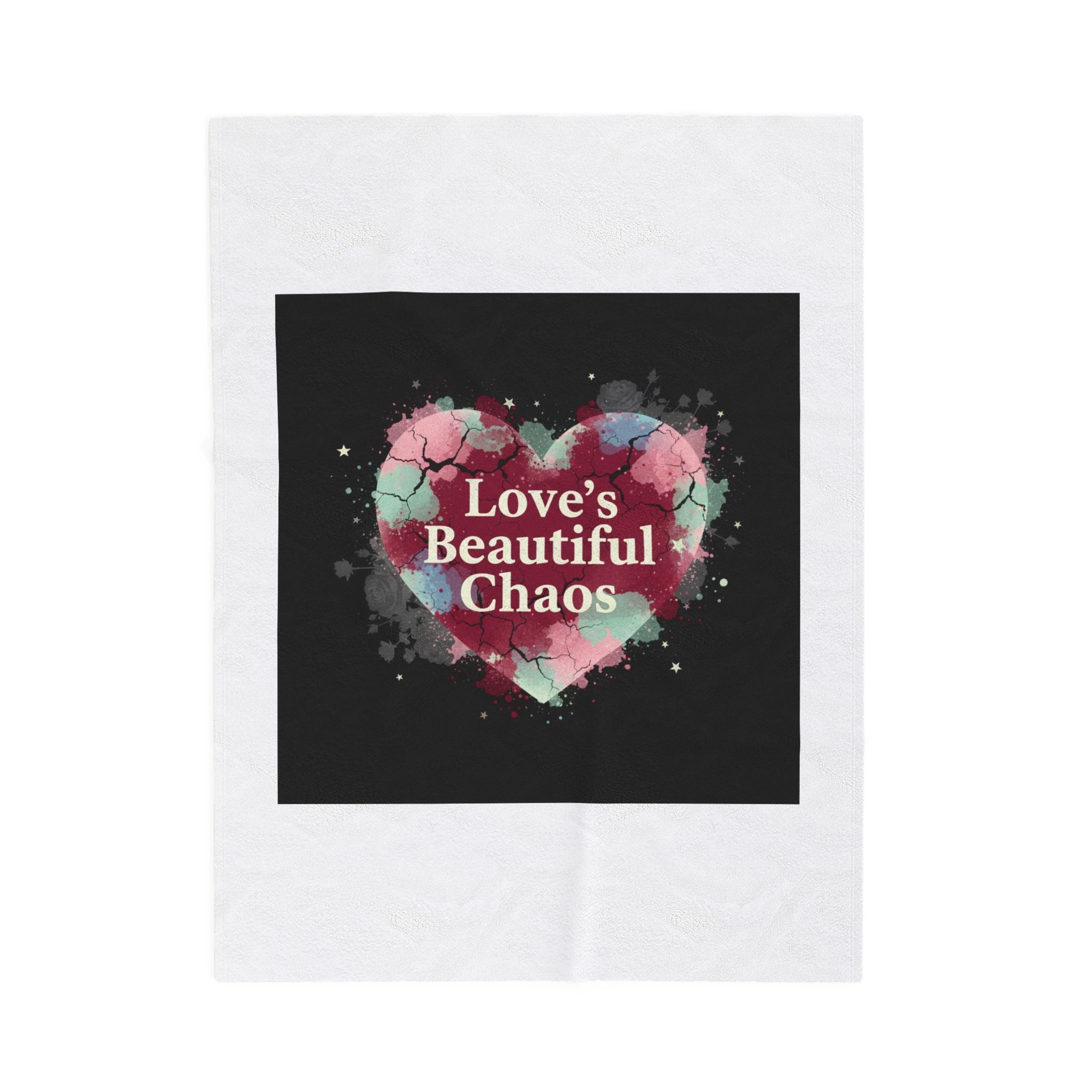 Love's Beautiful Chaos Velveteen Blanket | Soft Grunge Hearts, Distressed Heart Collage