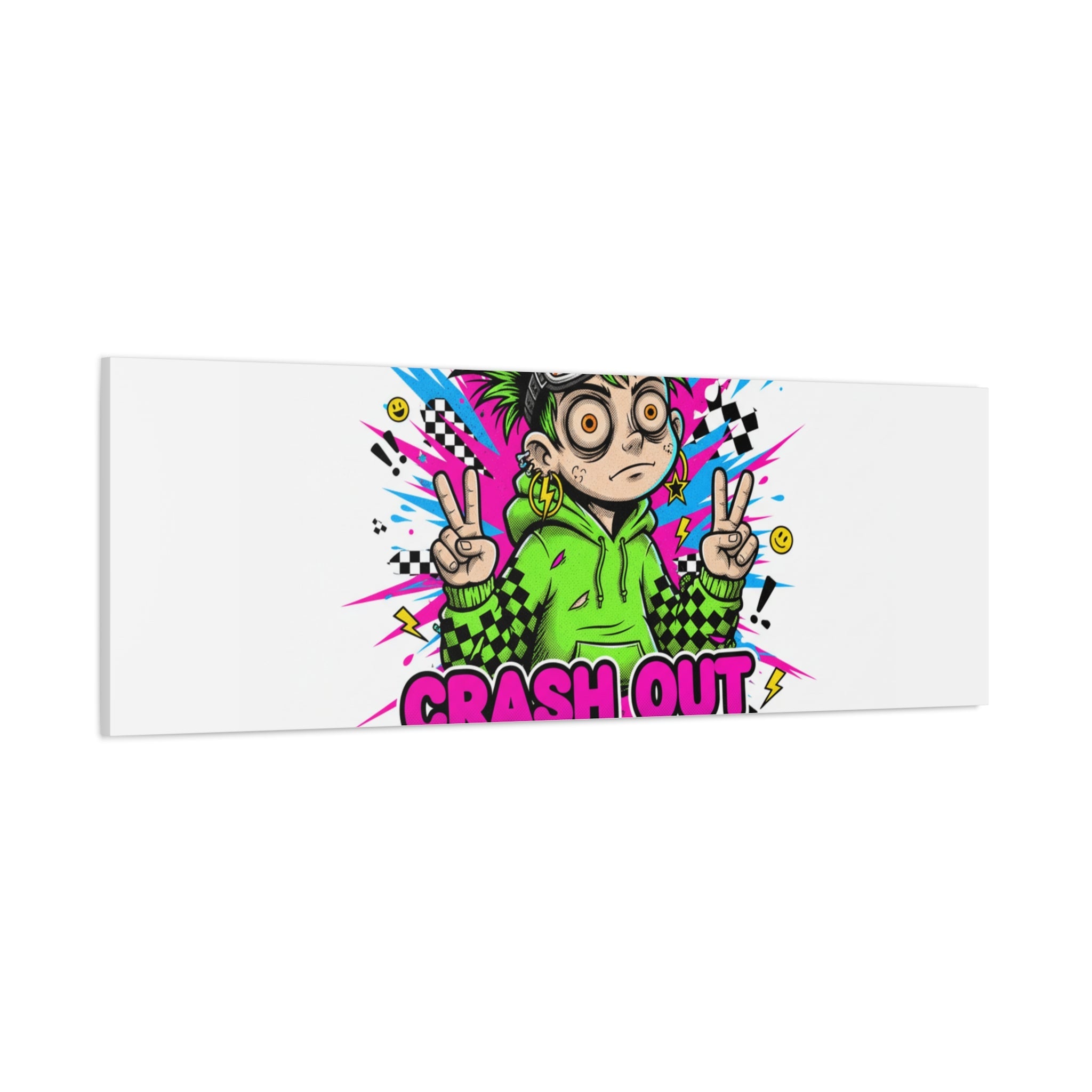 Crash Out With a Smile Canvas Print | Neon Skate Graffiti, Meme Meltdown Art
