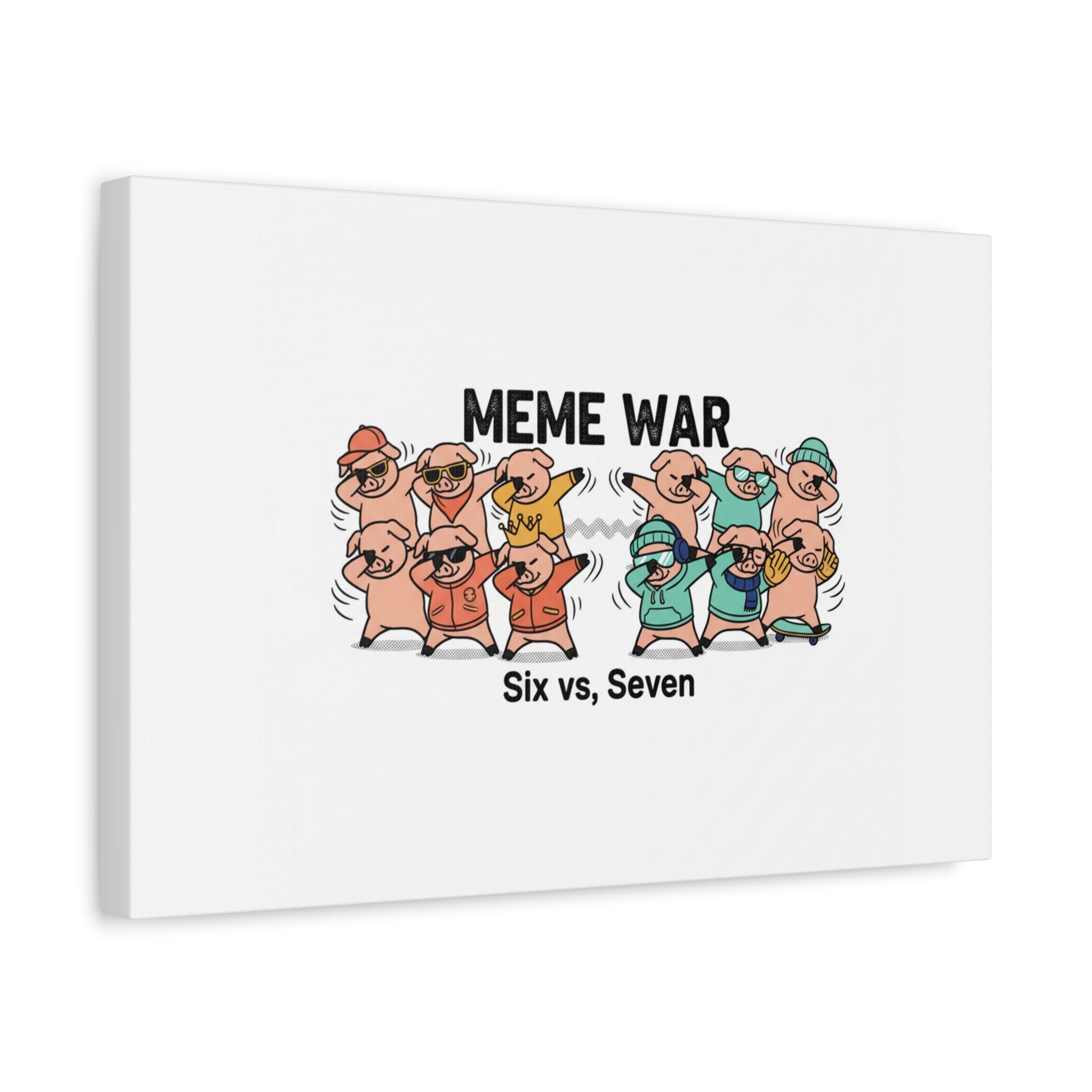 Meme War: Six vs. Seven Canvas Wall Art
