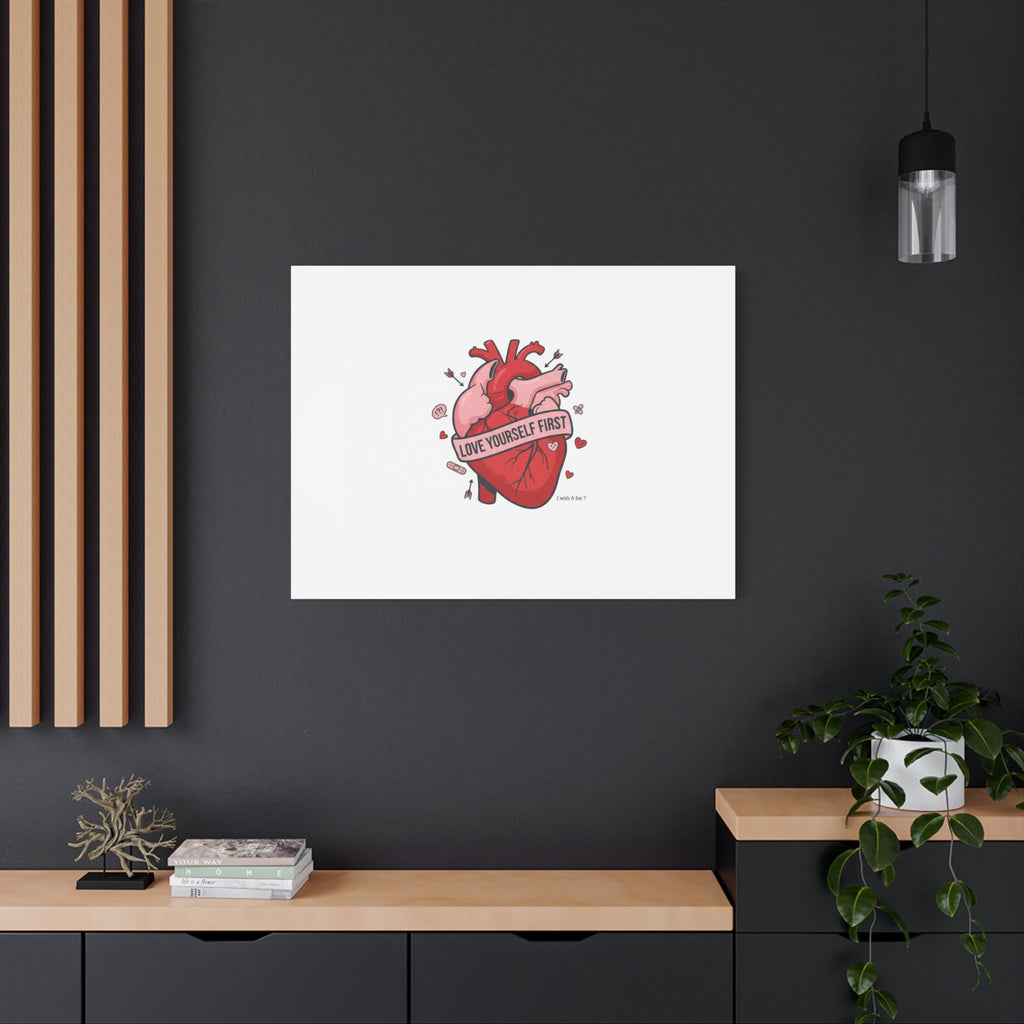 Love Yourself First Canvas, Hearts-with-a-Twist, Anti-Valentine Art