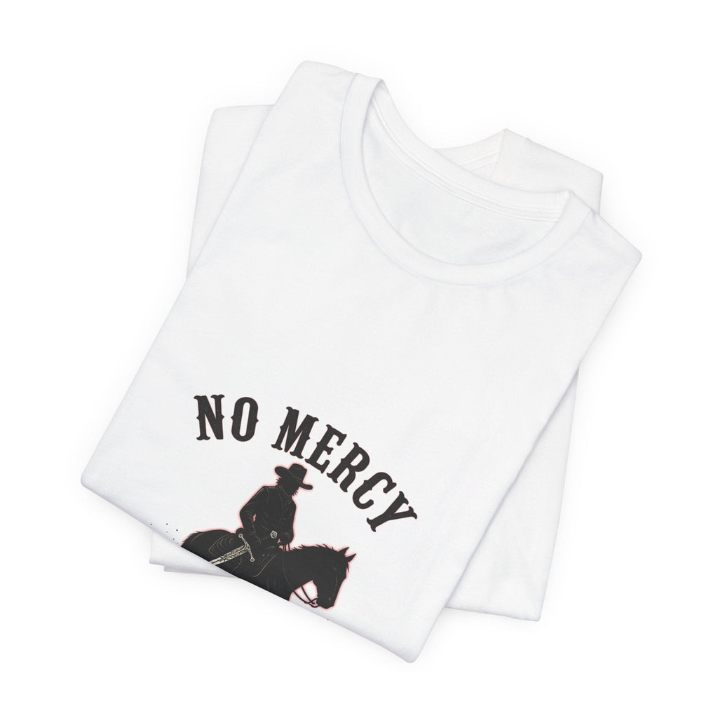 No Mercy Cowboy Skull Tee | Western-Gothic, desert noir design