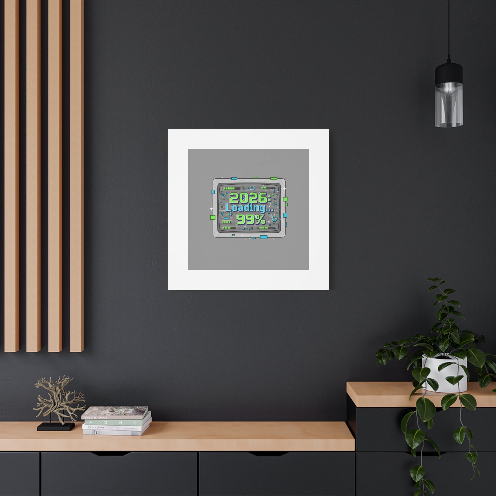 2026 Loading 99% Canvas | NYE countdown, retro system interface