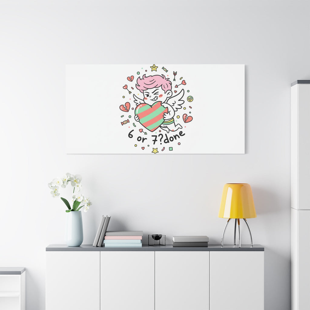 Weird Cupid heart illustration Canvas | Weird Valentine, quirky chaotic love