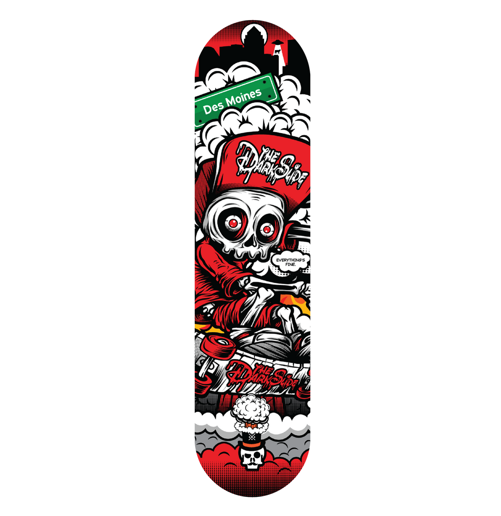 The Dark Slide x Skullduggery "Everything's Fine" Skateboard Deck