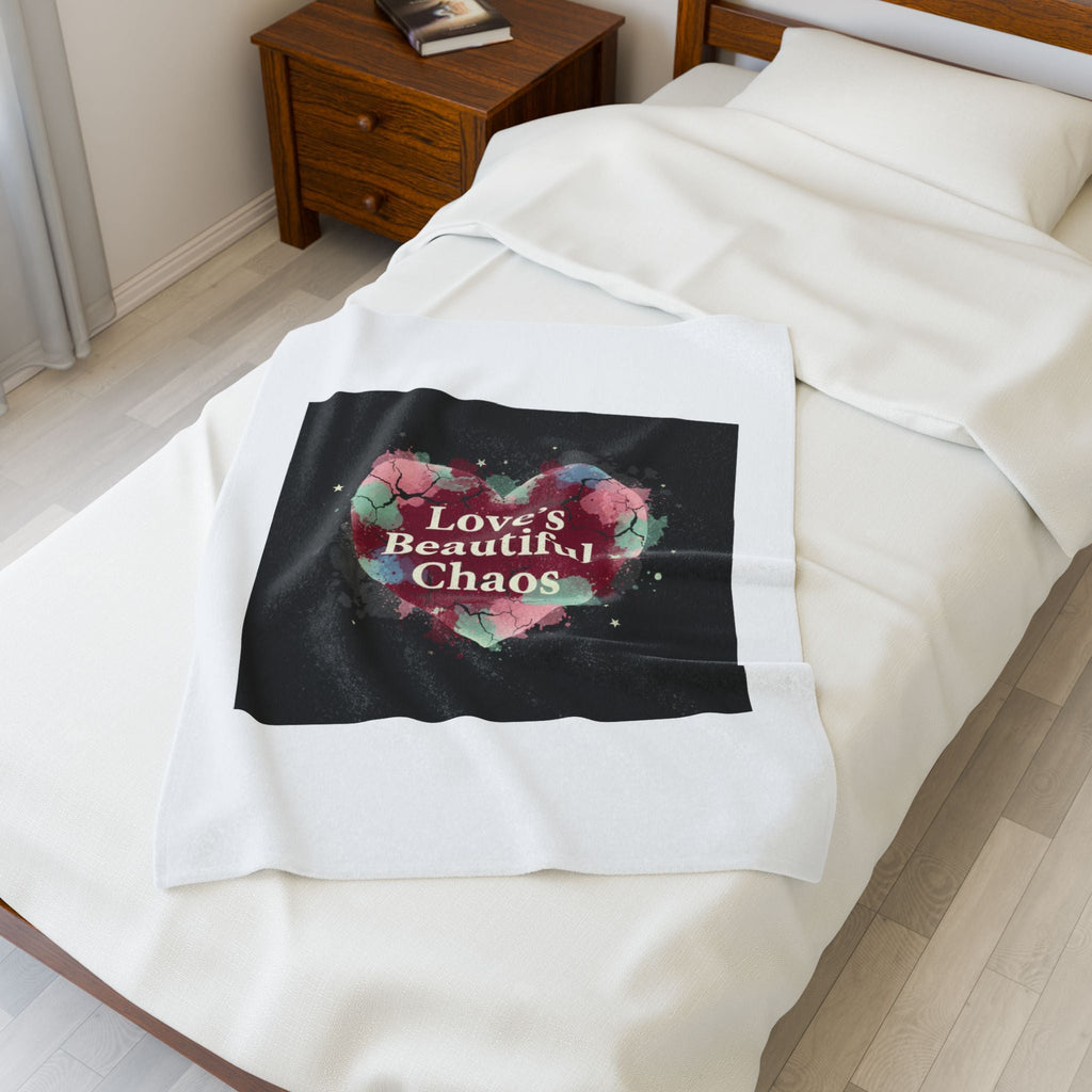 Love's Beautiful Chaos Velveteen Blanket | Soft Grunge Hearts, Distressed Heart Collage