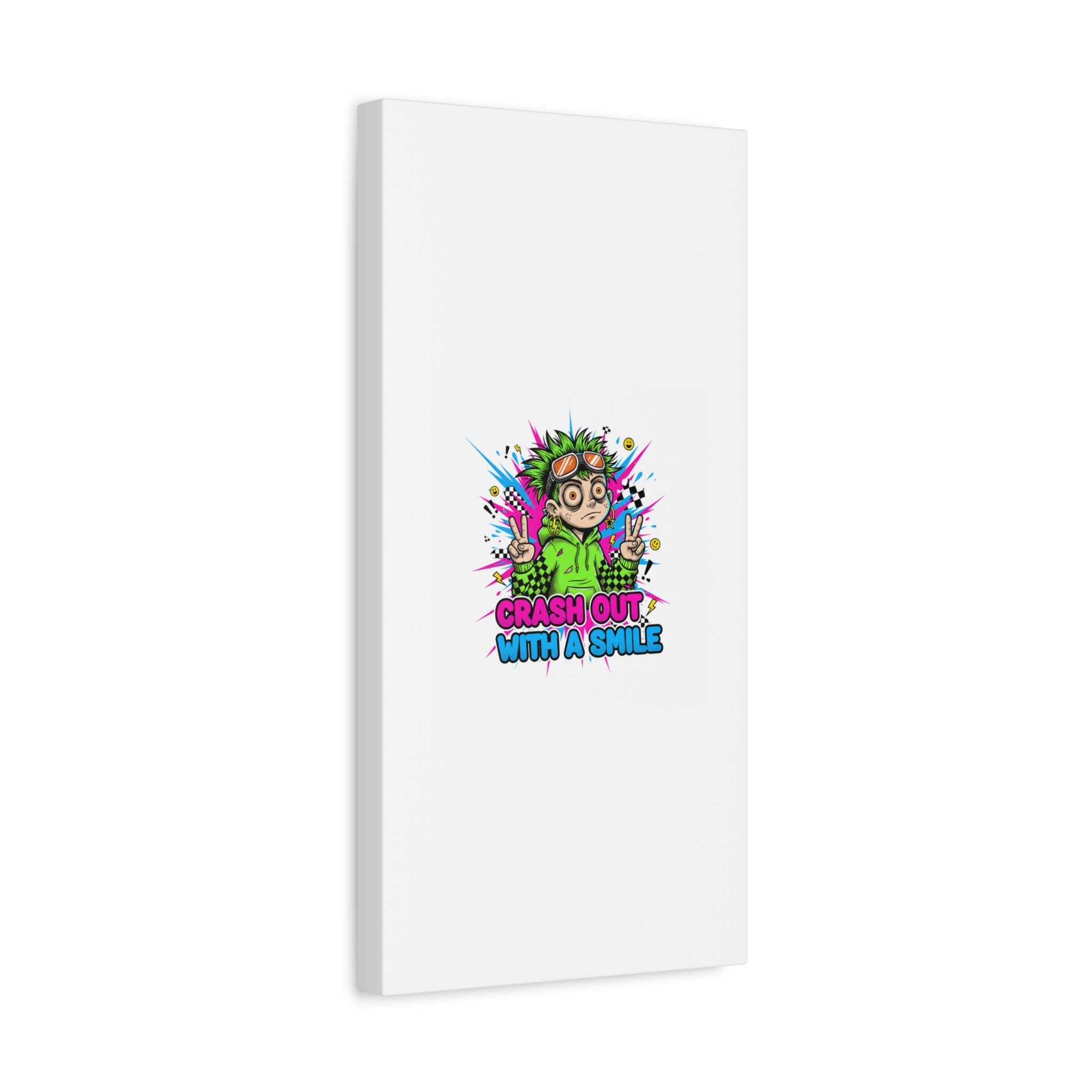 Crash Out With a Smile Canvas Print | Neon Skate Graffiti, Meme Meltdown Art