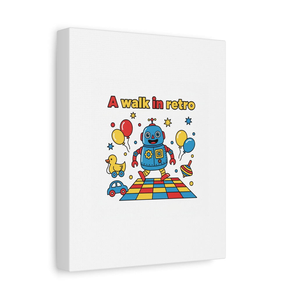 Retro Toy Robot Canvas | Throwback Kid, Primary Color Nostalgia
