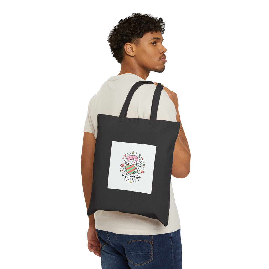 6 7 Weird Cupid Heart Tote | Viral Valentine's Canvas Bag | Funny Quirky Love