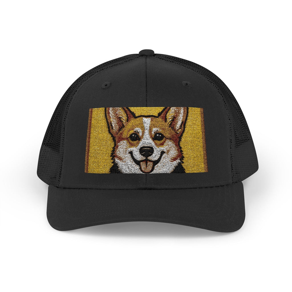 Happy Corgi Snapback Trucker Cap — "Happy Corgi Dog Happy Life"
