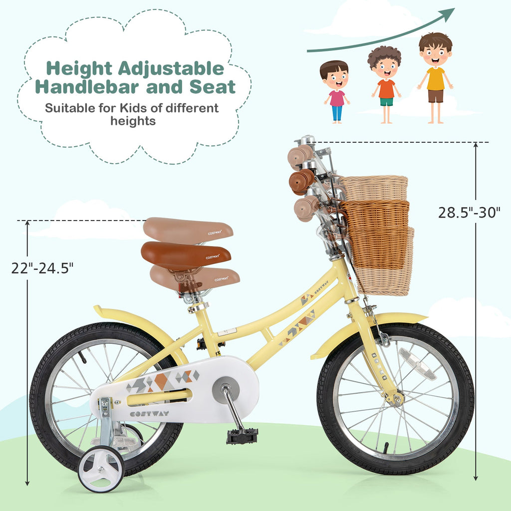 18 Inch Kids Bike Adjustable Bicycle with Reflectors and Bell for Children 4-8 Years Old-18 inches