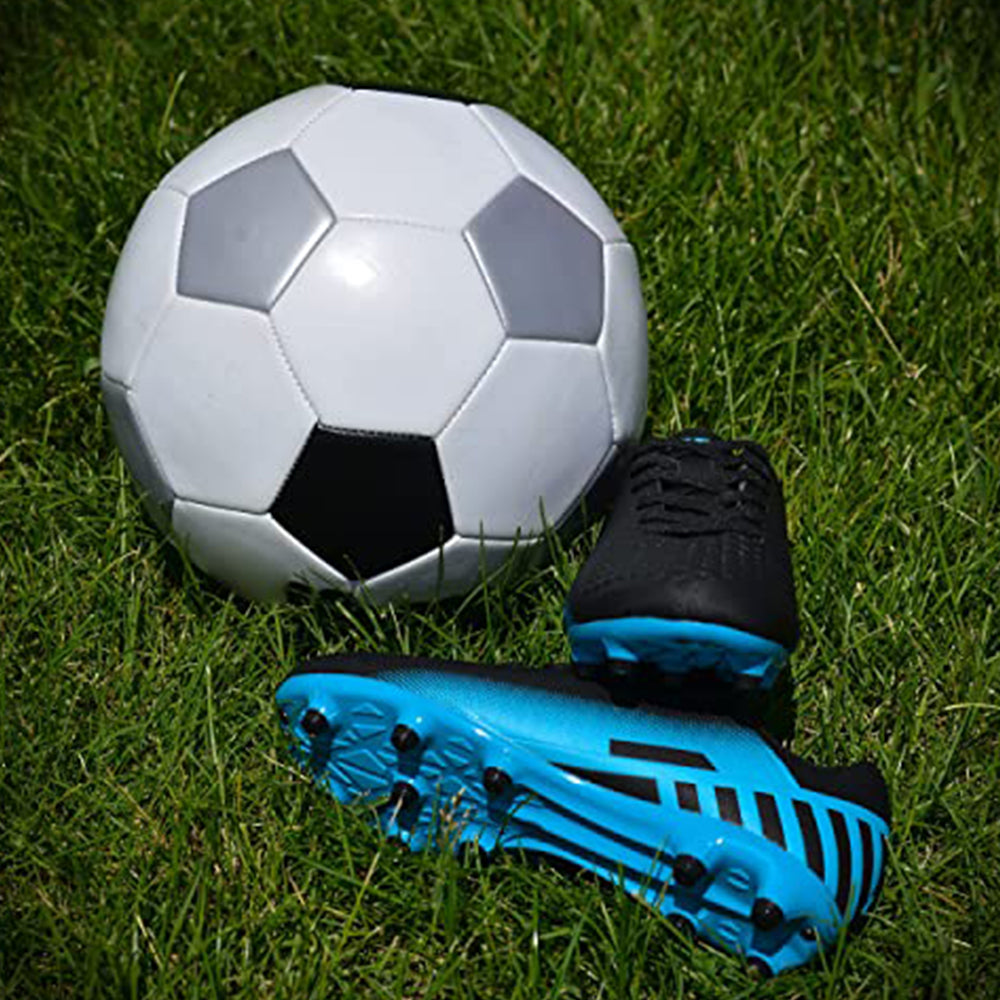 Santos Junior Kids Firm Ground Soccer Cleats – Black/Sky Blue
