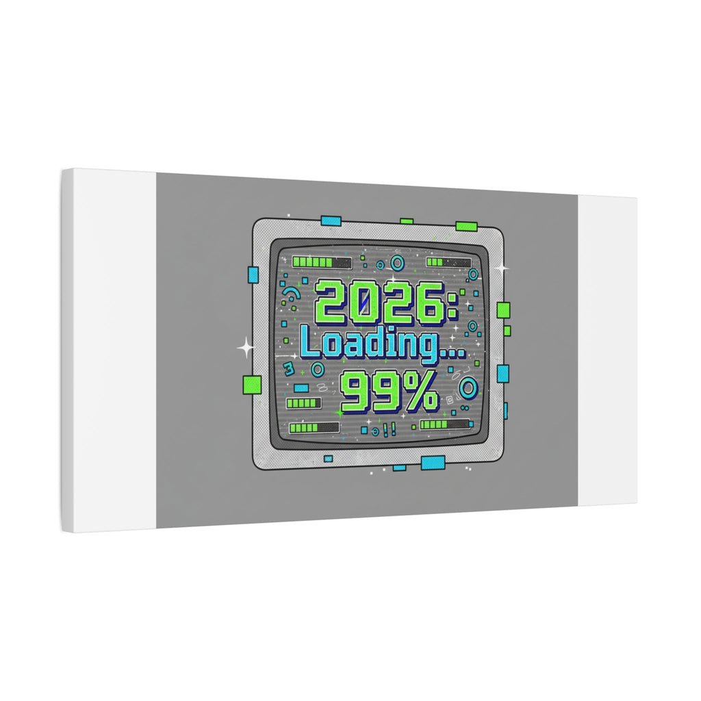 2026 Loading 99% Canvas | NYE countdown, retro system interface