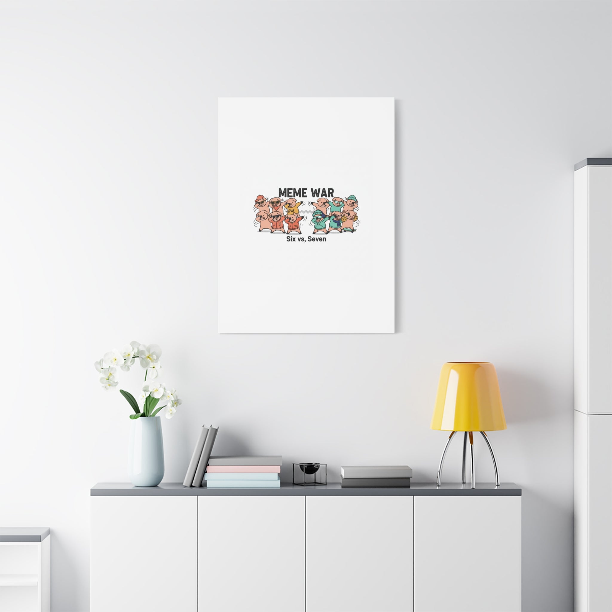 Meme War: Six vs. Seven Canvas Wall Art