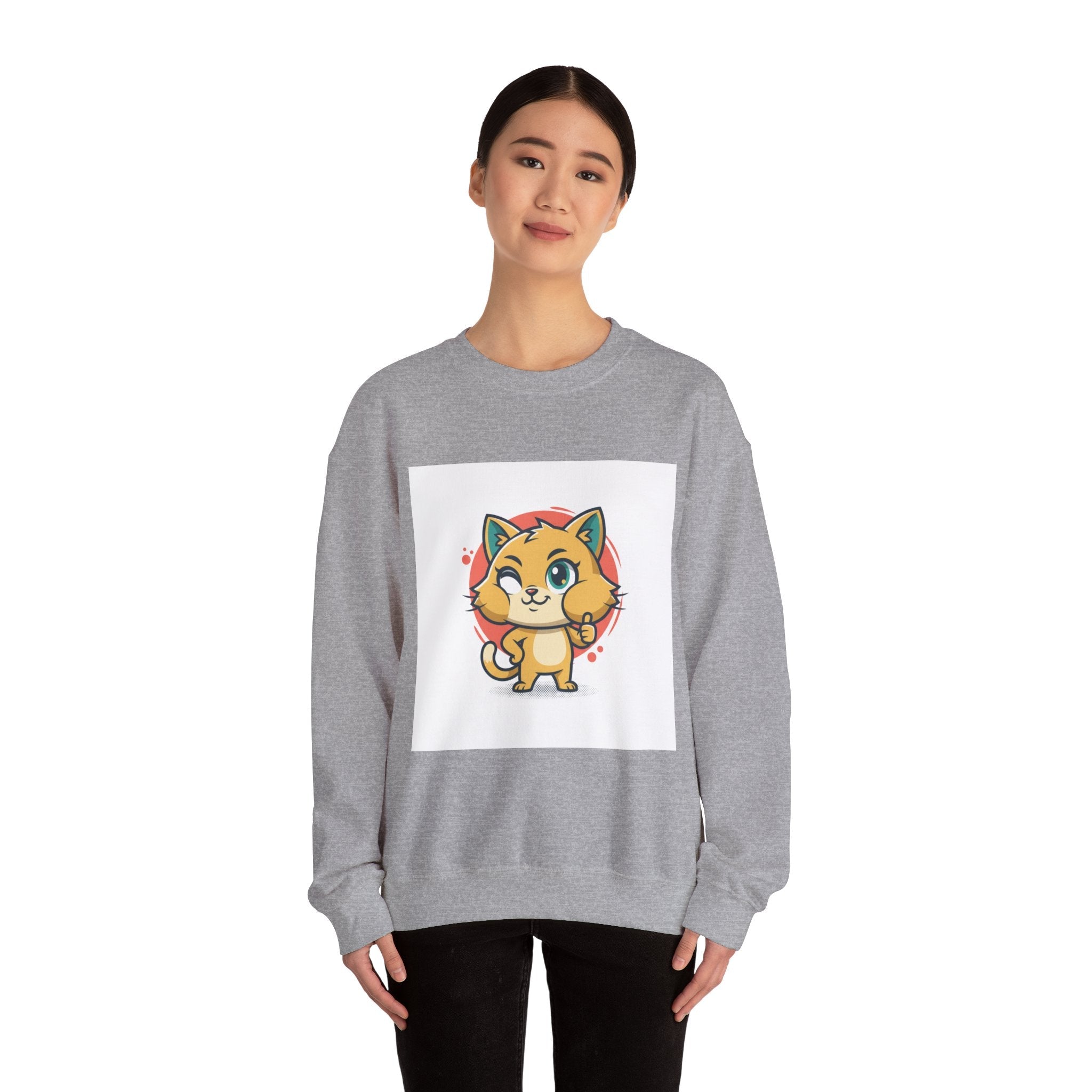 Cute Cheeky Kitty Illustration Sweatshirt | Rodent-Core Cute-Meets-Subversive