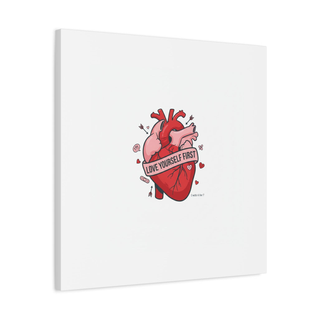 Love Yourself First Canvas, Hearts-with-a-Twist, Anti-Valentine Art