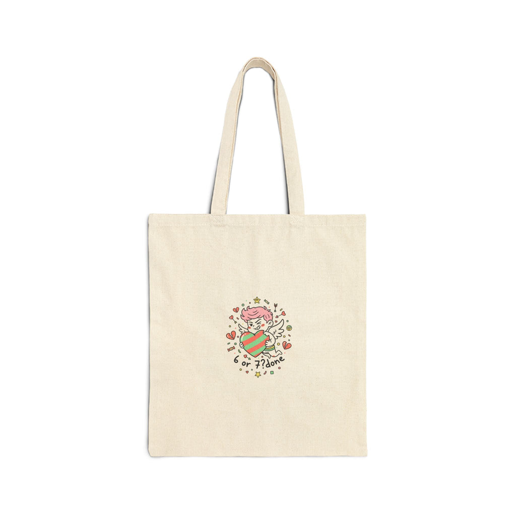 6 7 Weird Cupid Heart Tote | Viral Valentine's Canvas Bag | Funny Quirky Love
