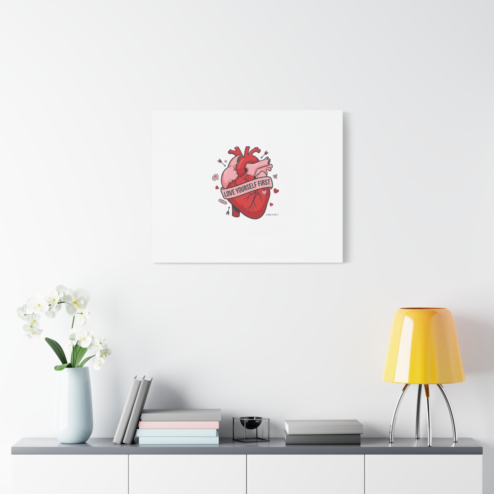 Love Yourself First Canvas, Hearts-with-a-Twist, Anti-Valentine Art