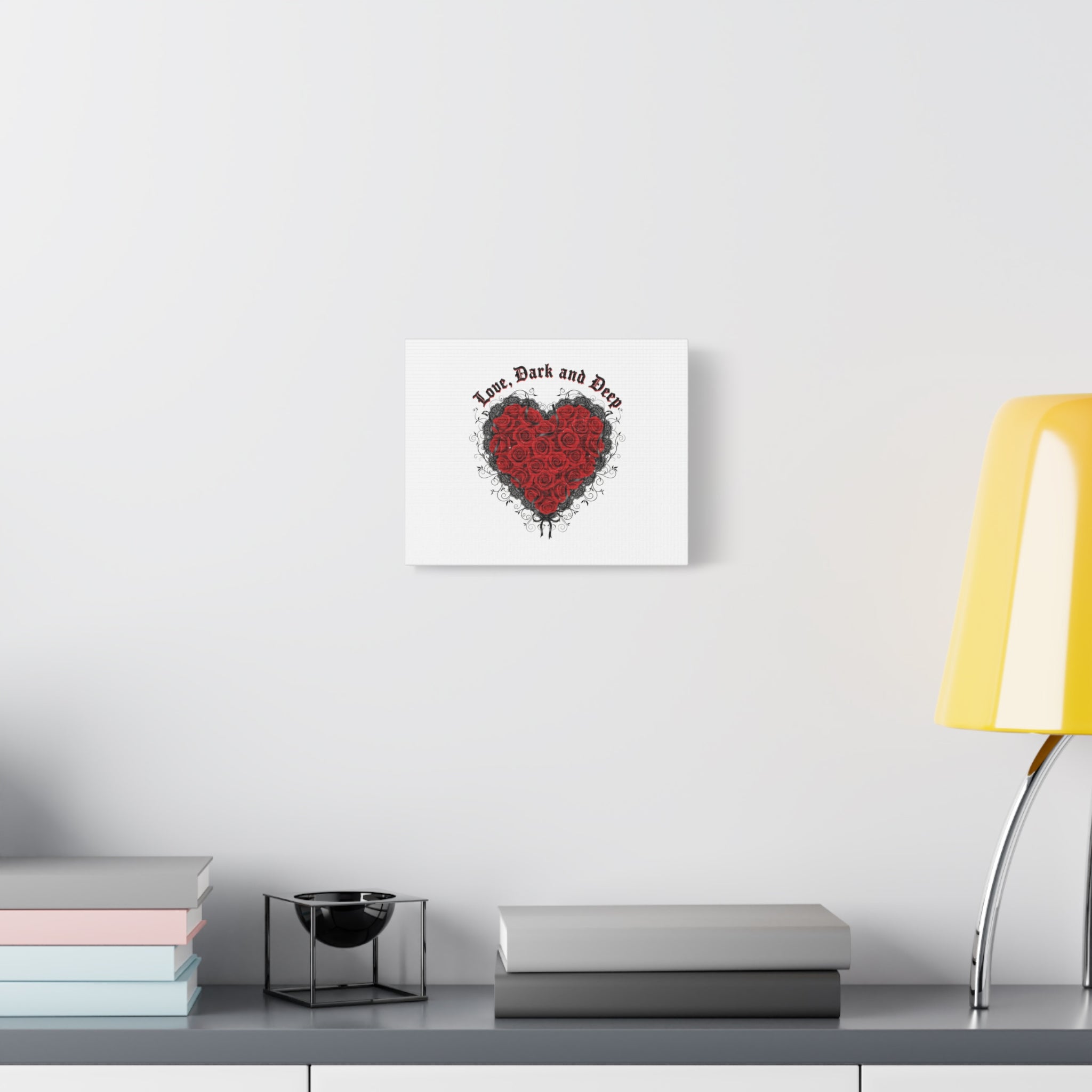 Love Dark and Deep Heart Canvas, Nu Romantic Gothic Romance, 80s Nostalgia