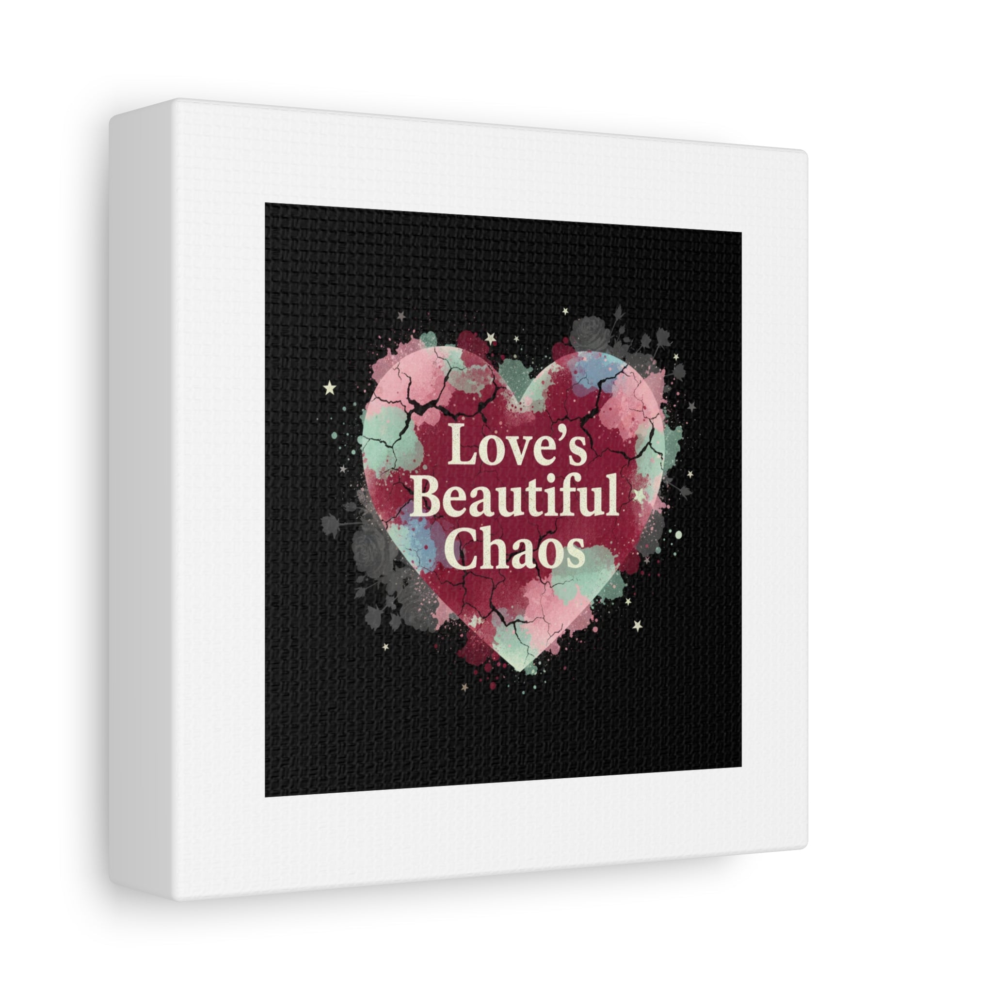 Love's Beautiful Chaos Canvas Print | Soft Grunge Hearts, Distressed Heart Art