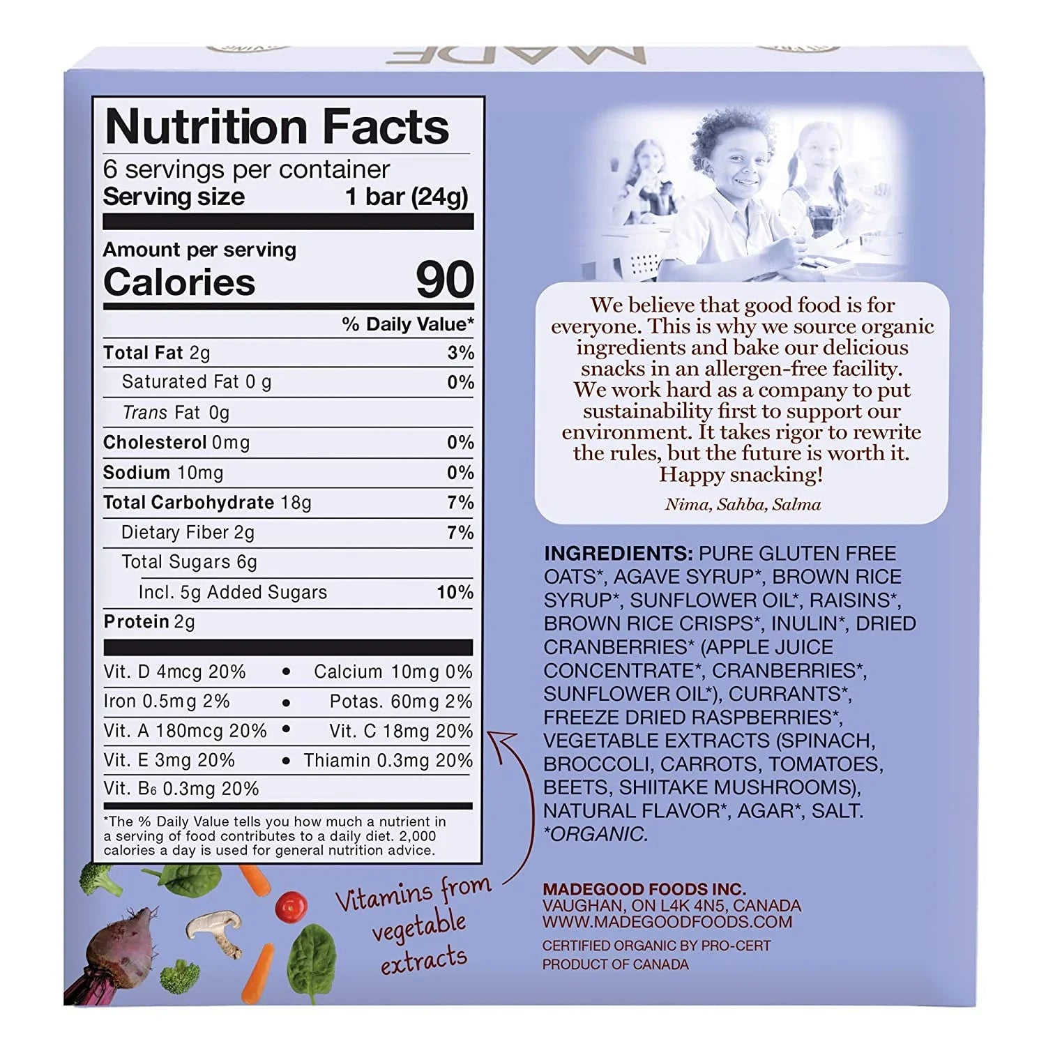 MadeGood Mixed Berry Granola Bars, Case of 6, 5 Oz. Each