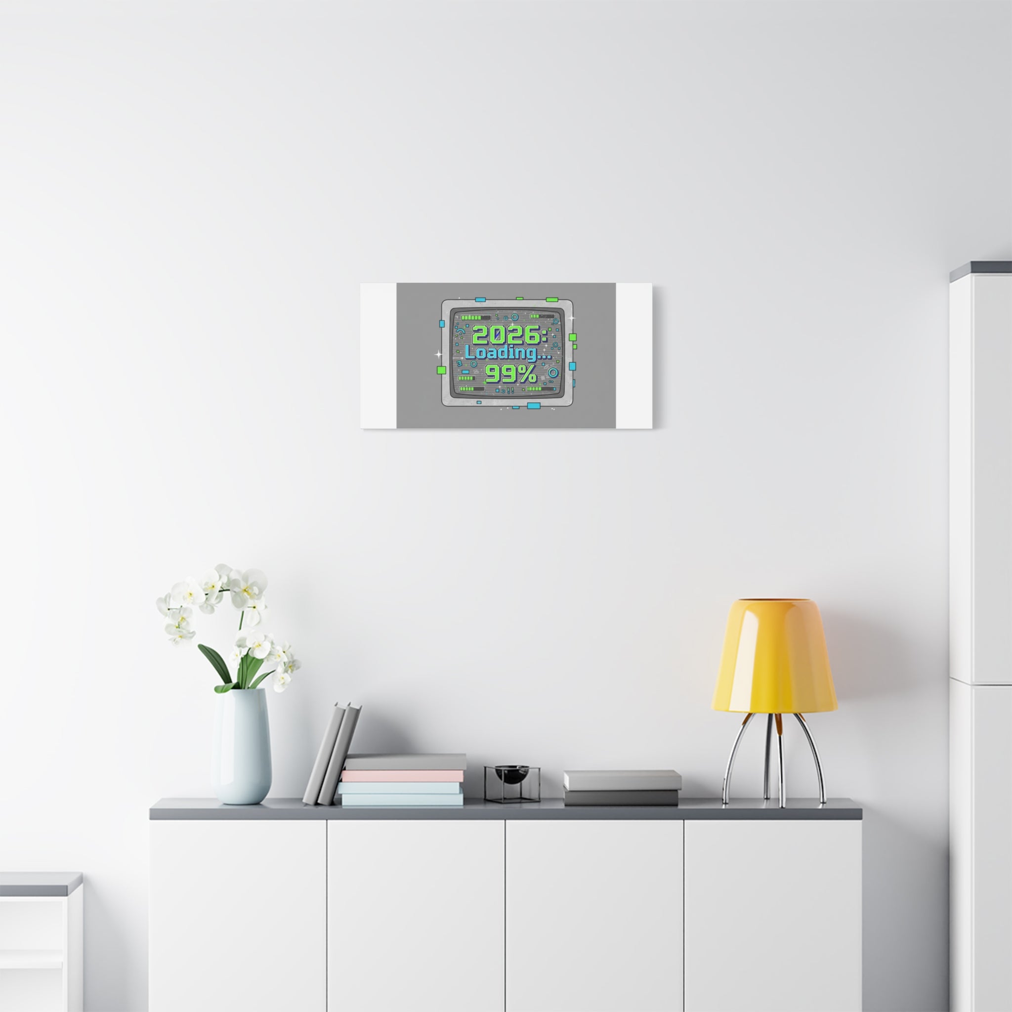 2026 Loading 99% Canvas | NYE countdown, retro system interface