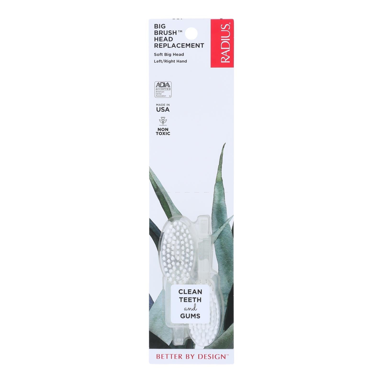 Radius Big Brush Replacement Head - Soft (Case of 6, 2 Packs)