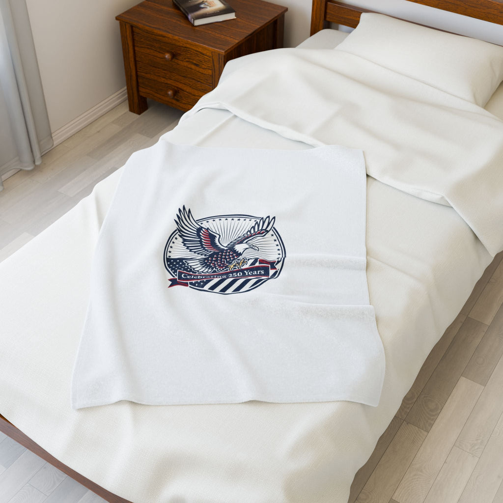 Semiquincentennial Eagle Emblem Velveteen Plush Blanket | 1776–2026 Patriotic Memorial