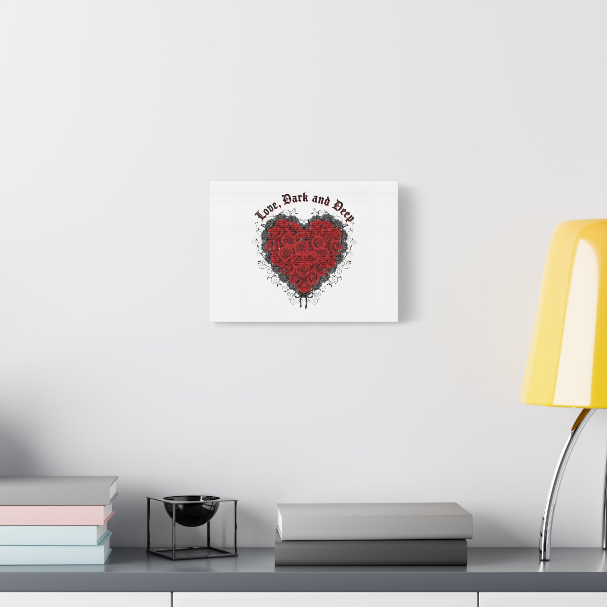 Love Dark and Deep Heart Canvas, Nu Romantic Gothic Romance, 80s Nostalgia