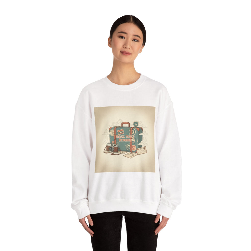 Vintage Passport Stamp Luggage Crewneck Sweatshirt | retro travel postcard, wanderlust design